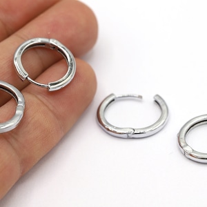 19mm Rhodium Plated Earring Findings, Dainty Hoops, Rhodium Earring Clasps, Rhodium Earring Earlier, Earring Leverback, Earrings - RDM874