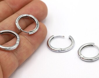 19mm Rhodium Plated Earring Findings, Dainty Hoops, Rhodium Earring Clasps, Rhodium Earring Earlier, Earring Leverback, Earrings - RDM874