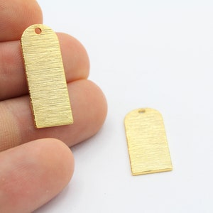 10x25 24 k Shiny gold  plated  D Shape Charms ,  Textured Blanks ,  With 1 Hole  - GLD-1070