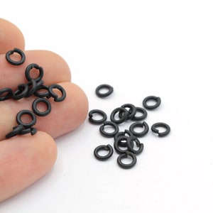 1,2x6mm Black Plated Jump Rings , Connectors - TS761