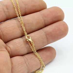 1,5mm 24 k Shiny Gold Plated Finished Chain, Finished Necklace, Gold Plated Ready-Made Necklace, Gold Plated Soldered Chain - GLD665