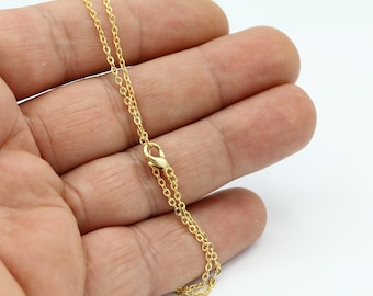 1,5mm 24 k Shiny Gold Plated Finished Chain, Finished Necklace, Gold Plated Ready-Made Necklace, Gold Plated Soldered Chain - GLD665