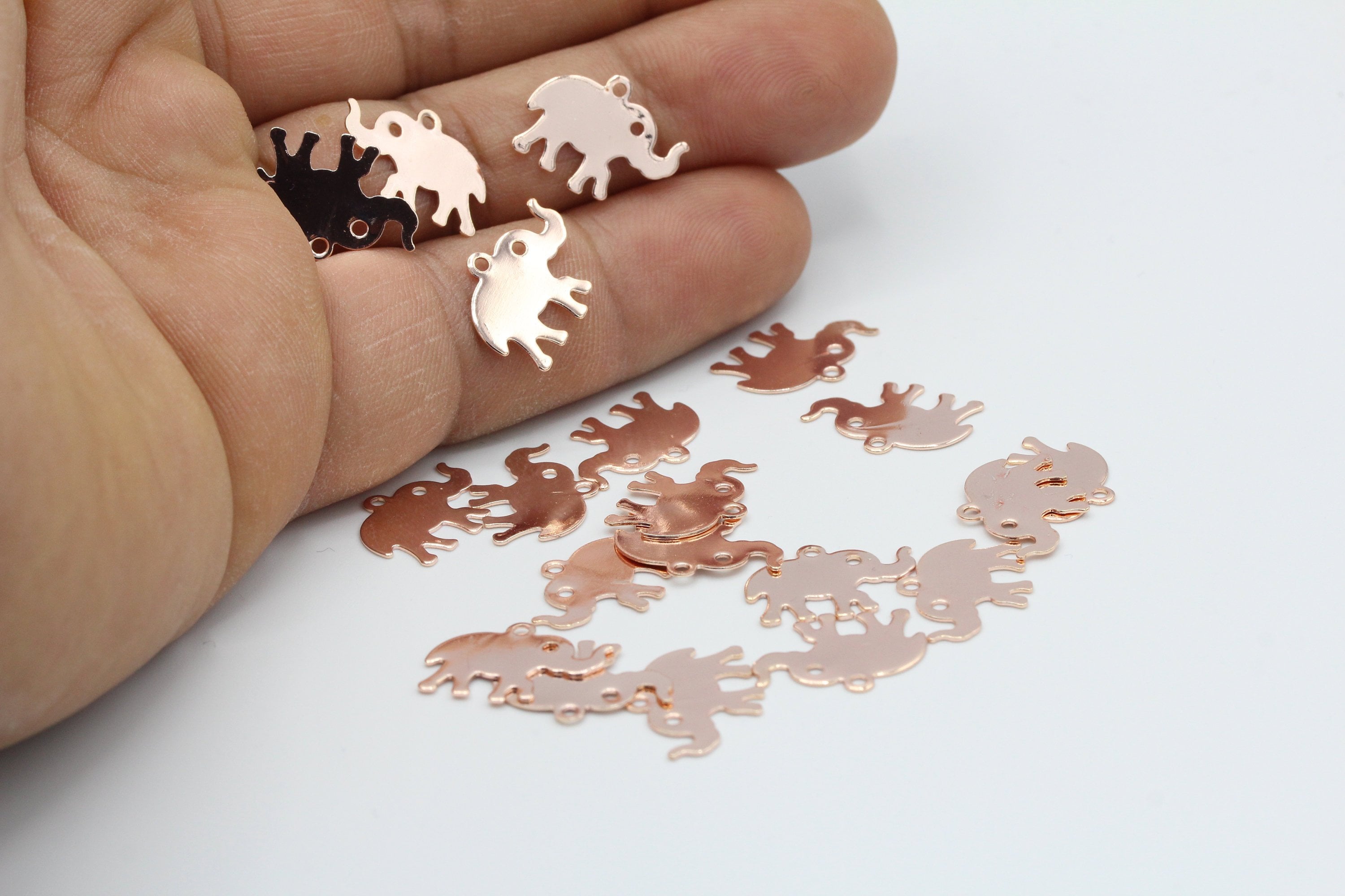 Dijes De Elefante Rosa Chapados En Oro Con Estrás - Lote Al Por Mayor (2, 5 O 10 Piezas), Marca Xanadu Designs