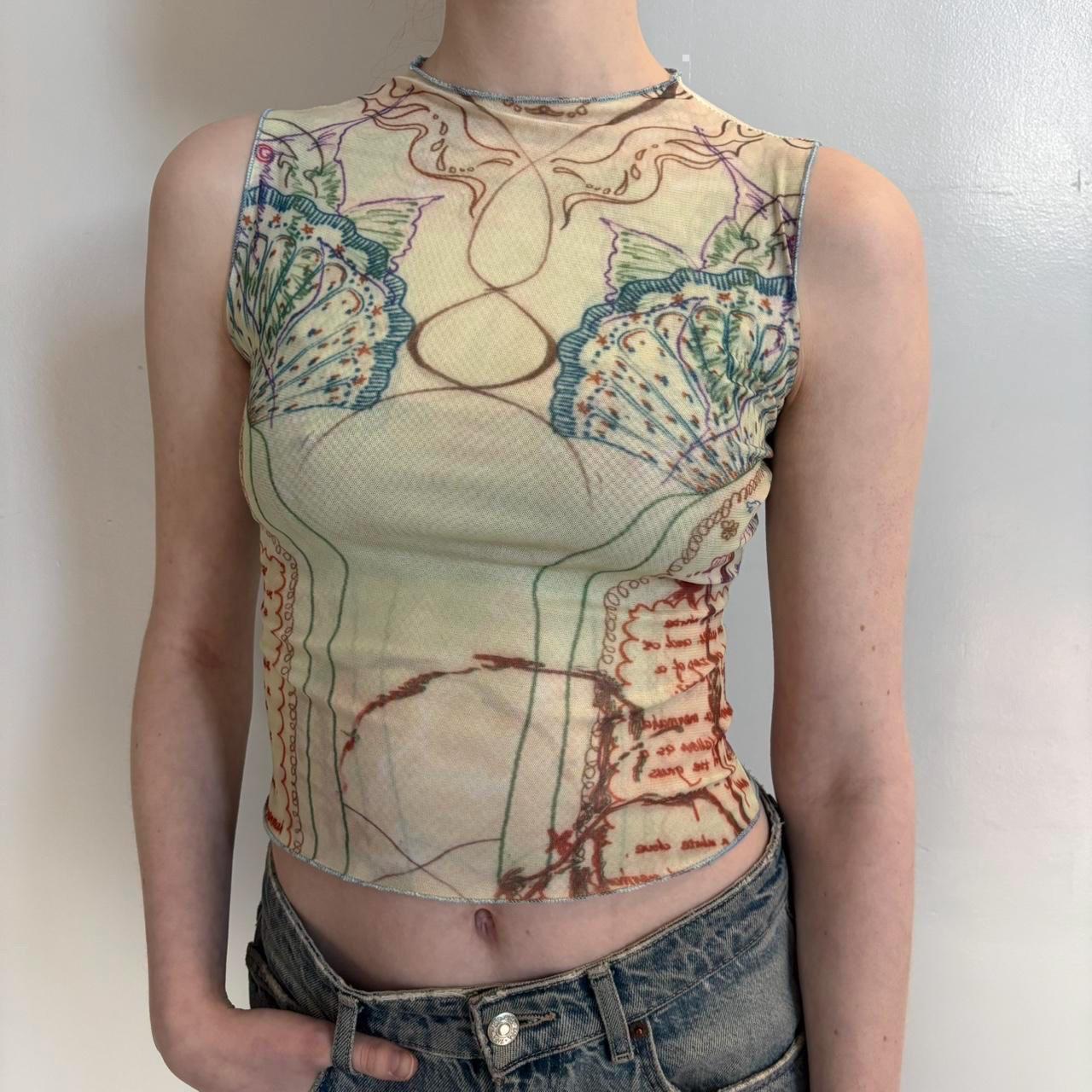 Abstract Print Mesh Top - Etsy
