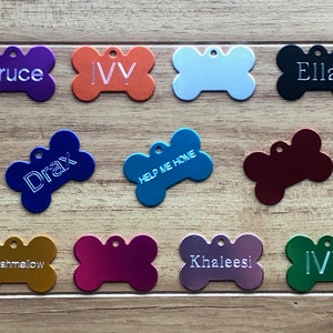 Bone Shaped Personalized Pet ID Tag: Engraved Dog Cat Name Tag