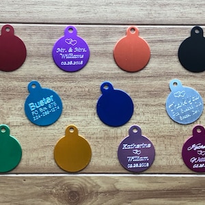 Custom Engraved Round Pet ID Tag: Personalized Cat & Dog Collar Tag