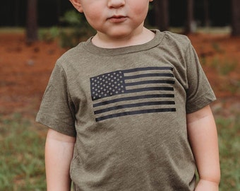 Veteran American Brazil Flag Kids Boys Girls Crewneck Short Sleeve Shirt T-Shirt for Toddlers