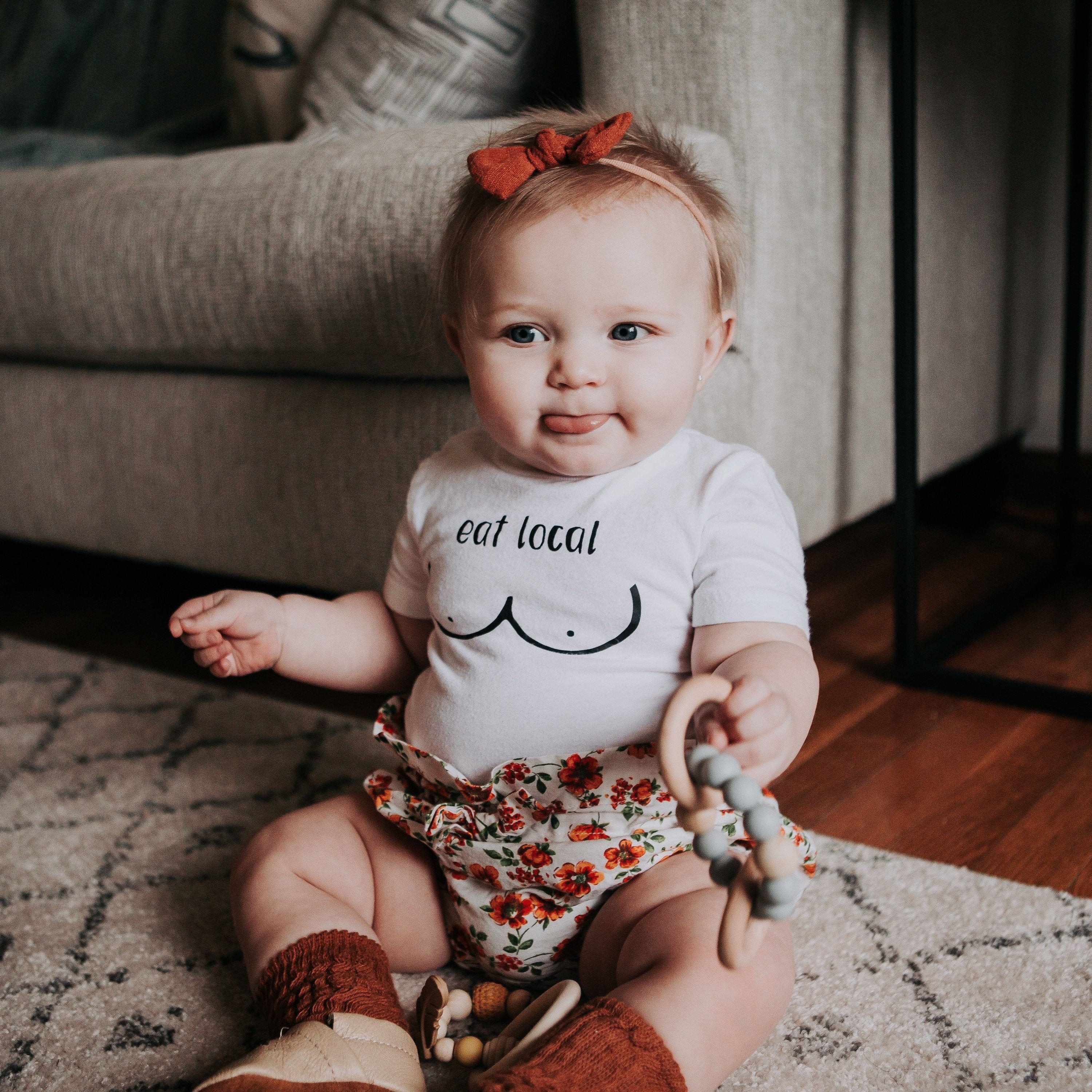 Breastfeeding Eat Local Boobies Bodysuit -  Nursing Toddler Shirt - F…