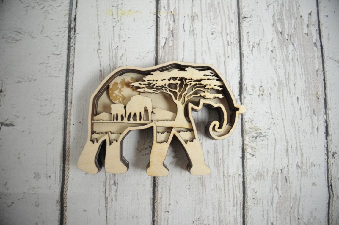 Elephant laser cut svg dxf files. Cnc files for wood. wall Etsy
