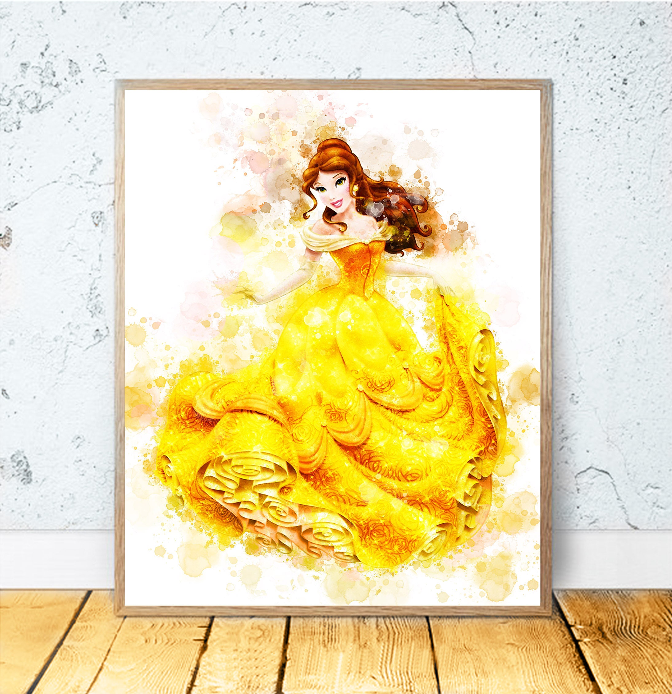Belle Print Beauty and the Beast Disney Princess Watercolor | Etsy