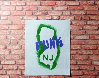 Hand Painted Sew On Canvas Punk Patch: New Jersey -  Heavy Metal Battle Vests | Jackets • Back Packs, Flannels