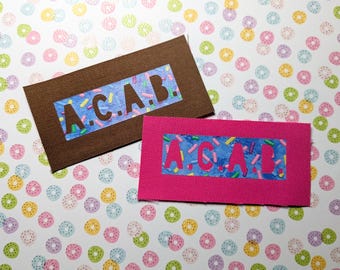 Vinyl Sew On Canvas Punk Patch: ACAB - Sprinkles for Heavy Metal Battle Vests | Jackets, Back Packs, Flannels