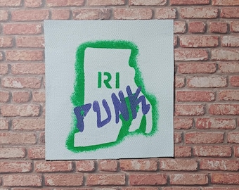 Hand Painted Sew On Canvas Punk Patch: Rhode Island-  Heavy Metal Battle Vests | Jackets • Back Packs