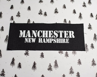 Vinyl Sew On Canvas Punk Patch: Manchester New Hampshire for Heavy Metal Battle Vests | Jackets, Back Packs
