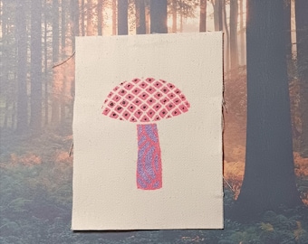 Hand Painted Sew On Canvas Punk Patch: Mushroom - Nature-  Heavy Metal Battle Vests | Jackets • Back Packs
