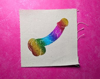 Vinyl Metallic Sew On Canvas Punk Patch: Sex Toy- Dildo for Heavy Metal Battle Vests | Jackets • Backpacks