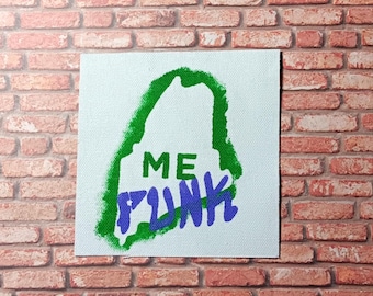Hand Painted Sew On Canvas Punk Patch: State Of Maine -  Heavy Metal Battle Vests | Jackets • Back Packs