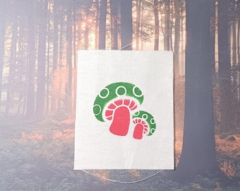 Hand Painted Sew On Canvas Punk Patch: Mushroom - Nature -  Heavy Metal Battle Vests | Jackets • Back Packs