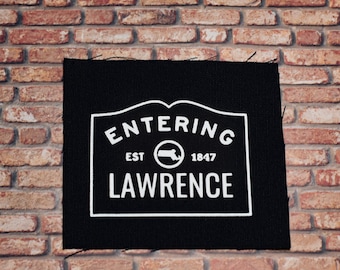 Vinyl Sew On Canvas Punk Patch: Massachusetts Town Sign - Lawrence for Heavy Metal Battle Vests | Jackets, Back Packs