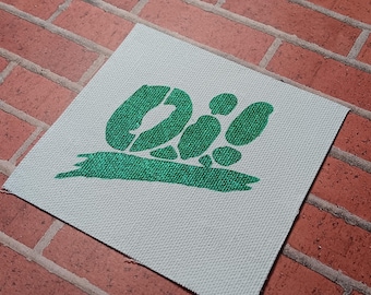 Hand Painted Sew On Canvas Punk Patch: Oi! - Heavy Metal Battle Vests | Jackets, Back Packs, Flannels