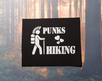 Hand Painted Sew On Canvas Punk Patch: Funny Hiking -  Heavy Metal Battle Vests | Jackets • Back Packs, Flannels