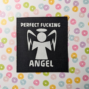 Hand Painted Sew On Canvas Punk Patch: Angel - Funny Offensive -  Heavy Metal Battle Vests | Jackets • Back Packs