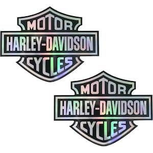 Motorcycle Bar And Shield Decal 4in, Holographic Chrome, Bumper Sticker, Hard Hat Sticker, Tool Box Sticker, Harley Sticker