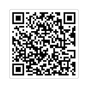 May include: Black and white QR code with a square shape.