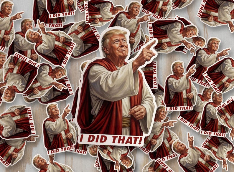 Trump, jag gjorde det! Trump Jesuskläder Pris Klistermärken, Bensinpump Dekaler bild 1