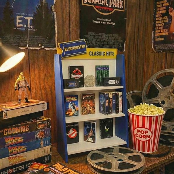 Miniature VHS Rental Shelf And Movies - 80s 90s Nostalgia - Mini Horror Movies - Custom Movies