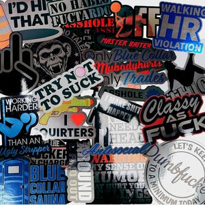 Funny Sticker Packs, Adult Decals For Work, Toolbox, Hardhat, Laptop, Waterbottle Sticker Bundles, Blue Collar Workers