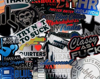 Naklejki na brudny kask – chromowane, sarkastyczne naklejki dla dorosłych – białe, winylowe, zabawne pakiety naklejek