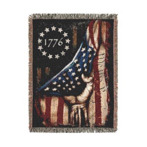1776 We the People American Patriotic Woven Throw Blanket, USA Independence Day Home Decor, Patriotic Trump Blanket