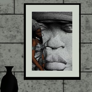 Olmec Head Art - African history art - African Art - Black egyptian Dancer - instant download - Black History Art