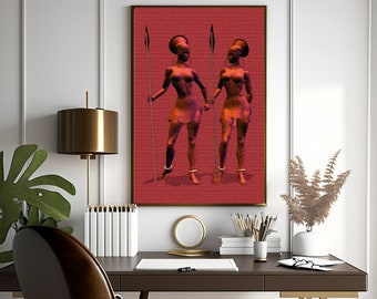 African Art -African Warrior Women- instant download - African  American Art -  Black History Month Art