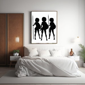 African Female Warriors Silhouette - African history art -  African American Art - African Art - instant download - Black History Art