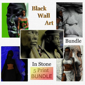 Pacchetto Black Wall Art - Set di 5 stampe d&#39;arte - download istantaneo stampabile - Arte africana - Arte della storia nera