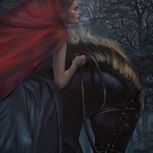 Mysterious Girl Original Oil Painting. Woman Portrait. Horse Rush ...