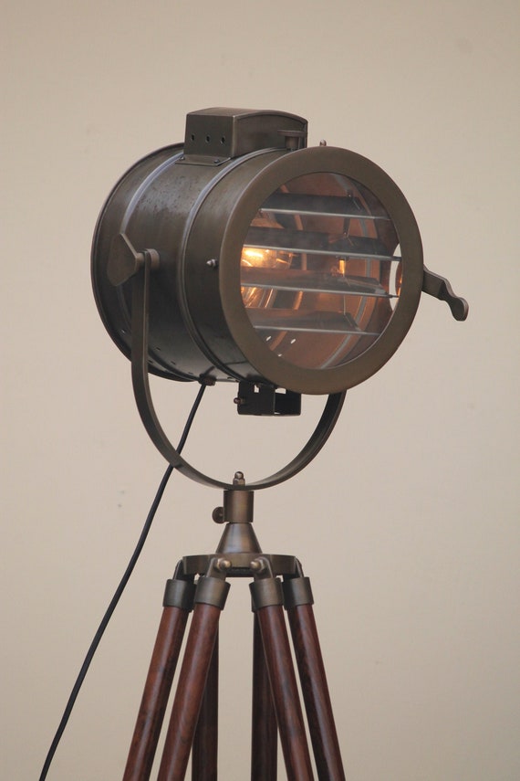 Studio Nautical Articulated Industrial Steampunk Tripod Floor Lamp /& Metal Light