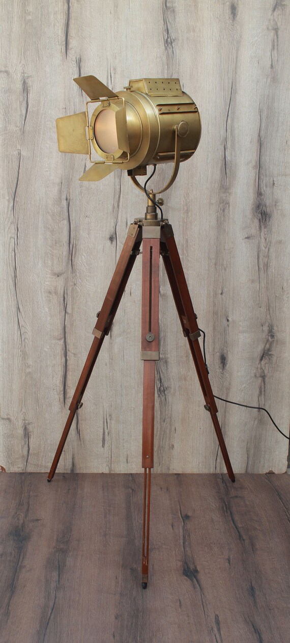 antique brass tripod floor lamp