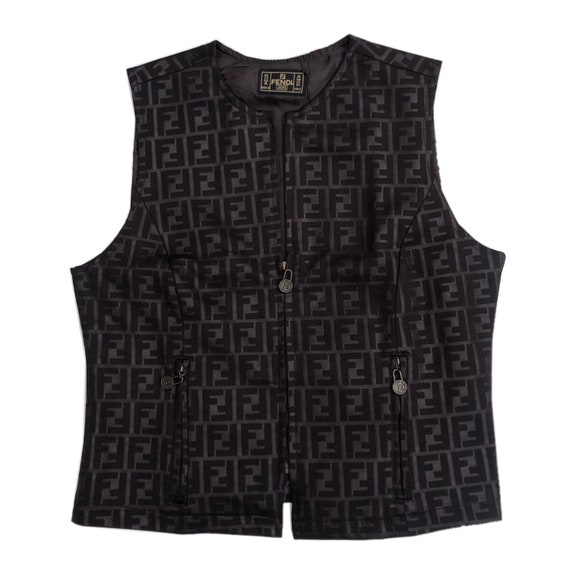 Fendi FF Zucca Logo Monogram Print Sless zip Top S