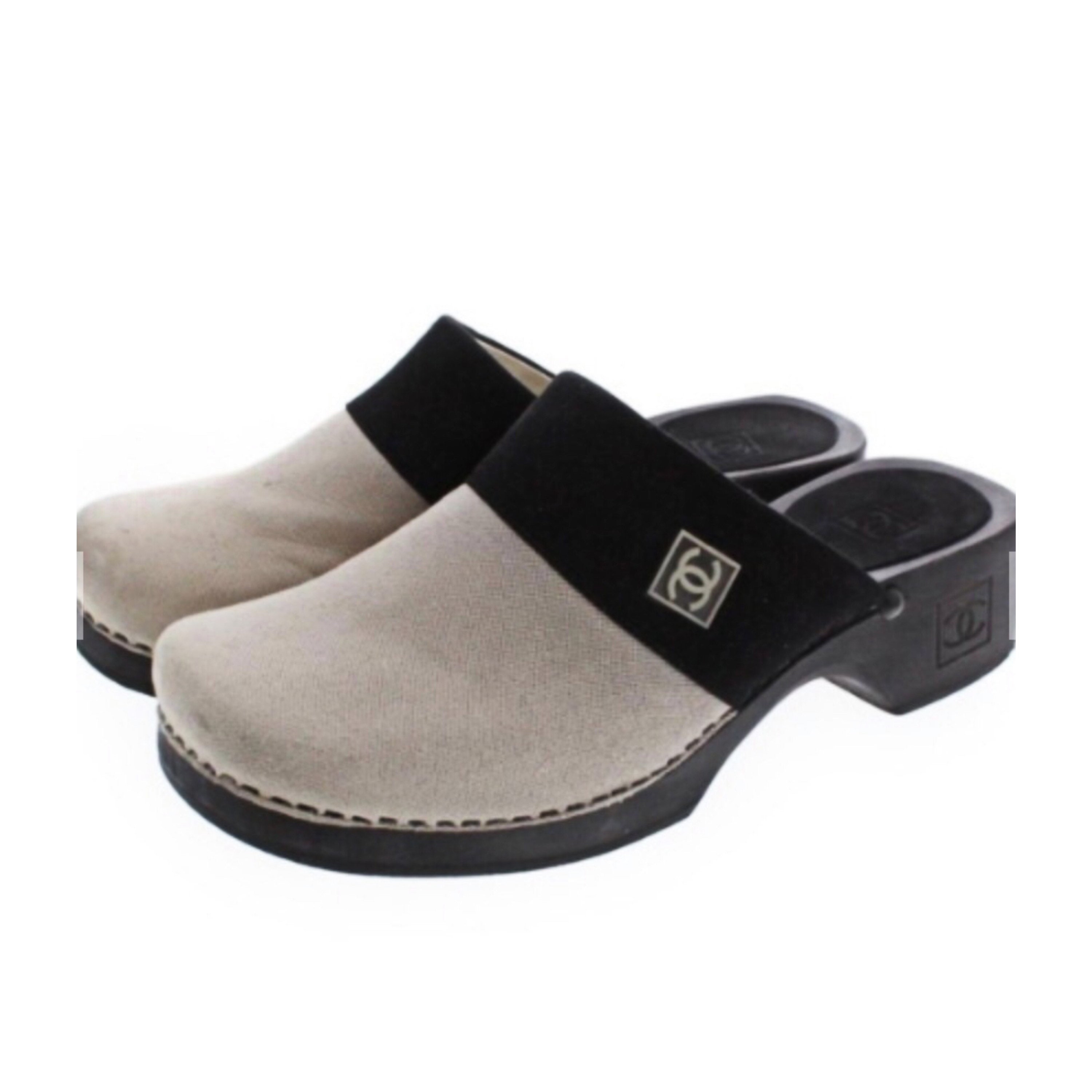 Chanel Sports Suede and Cloth Clogs · INTO