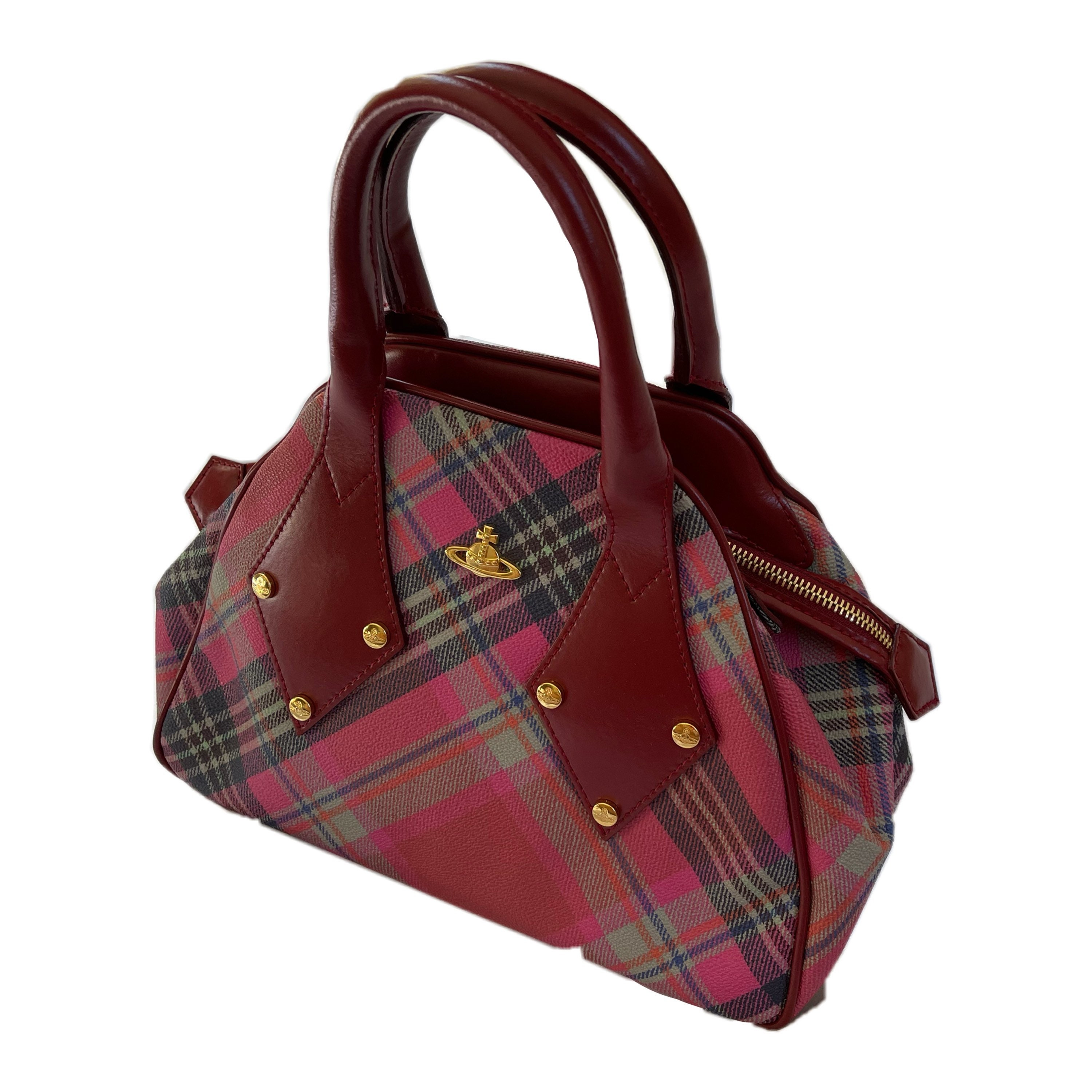 Vivienne Westwood pink plaid checkered gold detailing bag Etsy