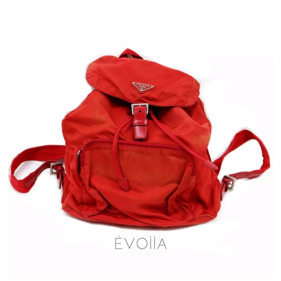Prada red mini nylon backpack