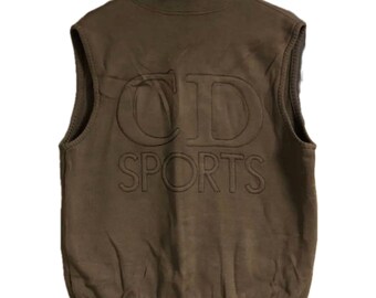 Christian Dior Sports Brown Quilted Logo Embroidery Button Down Vest