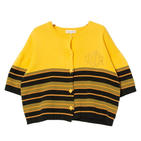 Christian Dior Logo Stripe Oversized SS Knit Card… - image 1