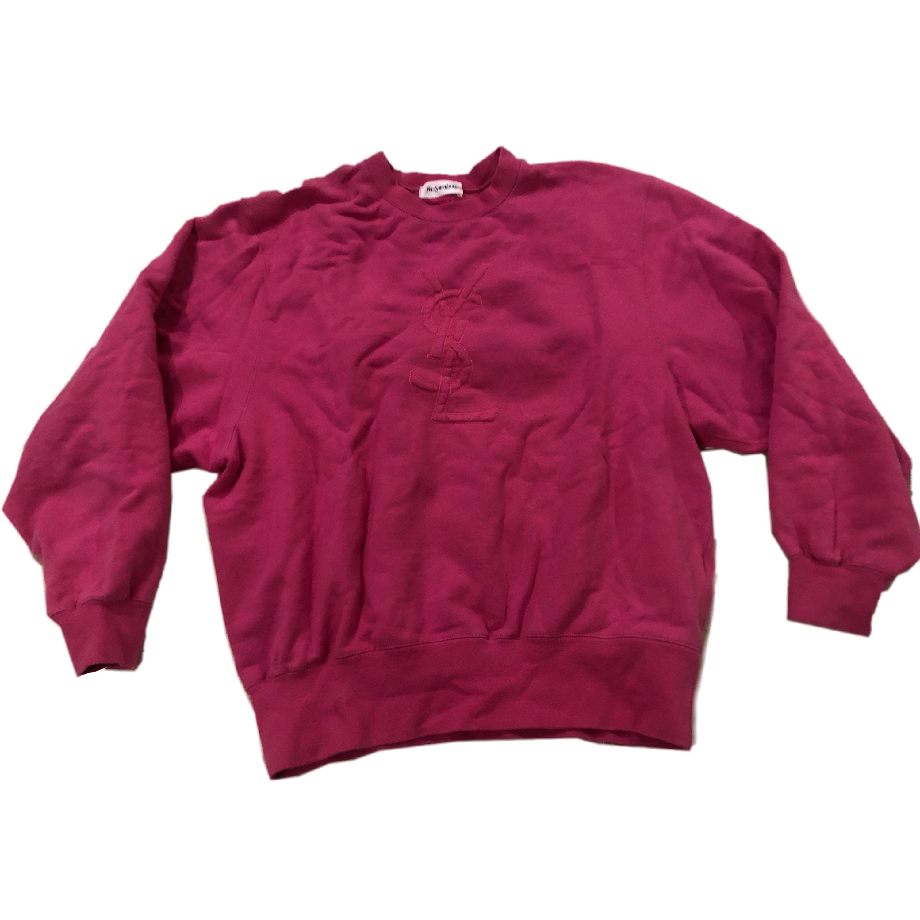 Yves Saint Laurent Hot Pink YSL Logo Sweatshirt Sz M | Etsy