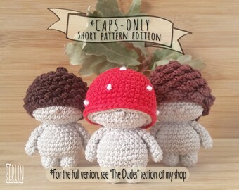 Caps-only crochet woodland mini doll tutorial • Short pattern edition