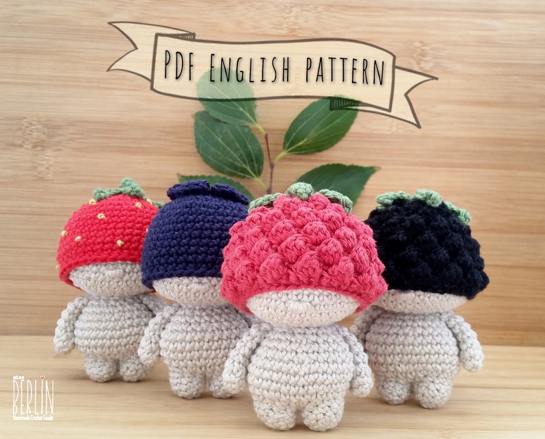 Crochet berry mini doll tutorial Amigurumi diy pdf pattern image 1