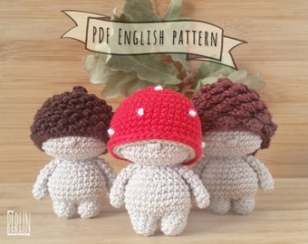 Crochet woodland mini doll tutorial • Amigurumi diy pdf pattern